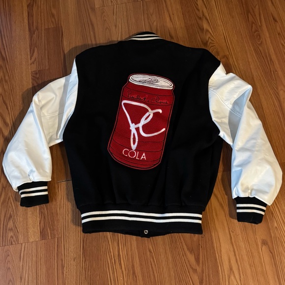 Snowear Black White‎ Leather Sleeves Vintage RC Cola Varsity Letterman Jacket